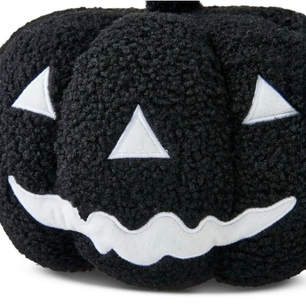Pair of New Plush Jack-o'-Lantern Decorative Pillows•Black&White•Fall•Halloween